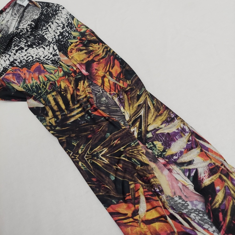 Monroe & Main Floral Abstract Top Women 2X Bell Sleeve Slit Arm Boho Artsy Flowy - Picture 13 of 16